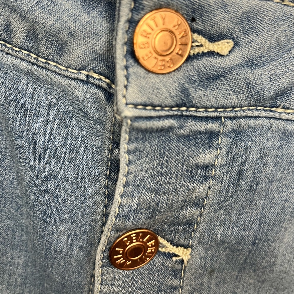 Celebrity Pink Mini Skirt. Light denim, Size 3/26 - Picture 2 of 4